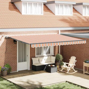 vidaXL Uitschuifbare luifel Meerkleurig 450 × 350 cm, Verzenden, Nieuw