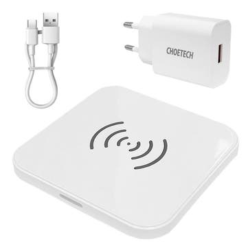 NIEUW: Draadloze oplader pad 10W wit met USB stekker, Ophalen of Verzenden, Nieuw