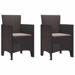 vidaXL Tuinstoel met kussen 2 pcs Bruin 53 x 49 x 85 cm, Verzenden, Nieuw
