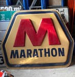 Marathon Gasoline Originele Lichtbakplaat Face 230 x 190 cm, Verzamelen, Ophalen, Gebruikt