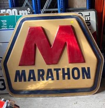 Marathon Gasoline Originele Lichtbakplaat Face 230 x 190 cm, Ophalen, Gebruikt