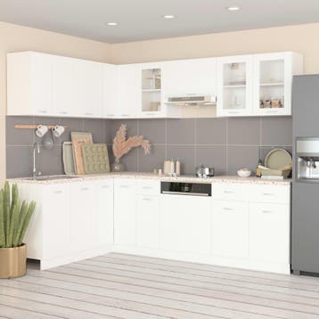 vidaXL 11-delige Keukenkastenset Lyon bewerkt hout wit, Huis en Inrichting, Keuken | Keukenelementen, Verzenden, Nieuw, Wit