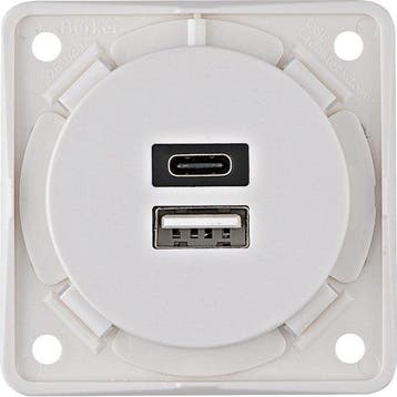 Hager Berker USB A+C 3A 230V Oplaadcontactdoos Integro -, Verzenden, Nieuw, Overige typen