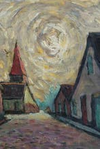 Albert Raty (1889-1970) - Expressionistisch dorpsgezicht -, Antiek en Kunst
