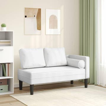 vidaXL Chaise longue met kussens kunstleer wit, Verzenden, Nieuw