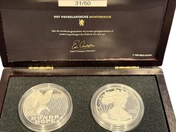 9/11 Set American Silver Eagle 1 oz 2011 Proof en Honor and, Verzenden, Midden-Amerika, Losse munt, Zilver