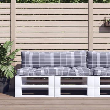 vidaXL Palletkussens 2 st ruitpatroon stof grijs, Verzenden, Nieuw
