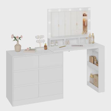 Moderne Kaptafel met LED Spiegel en 7 Lades - Flexibel te Mo, Verzenden, Nieuw