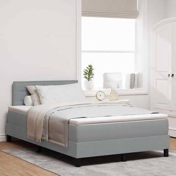 vidaXL Boxspring bed met matras met LED Lichtgrijs 120 x 190, Verzenden, Nieuw, Twijfelaar, Stof
