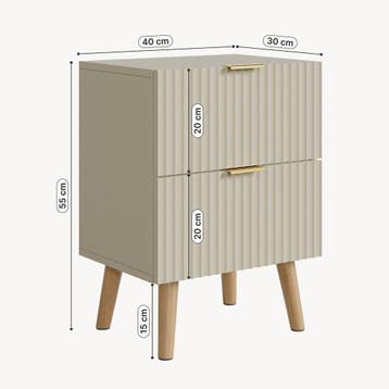 Nachtkastje Nand zwevend met 2 lades 55x40x30 cm havermout [, Verzenden, Nieuw