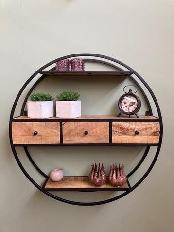 Wandrek met 3 lades mangohout 80 cm., Ophalen of Verzenden, Nieuw