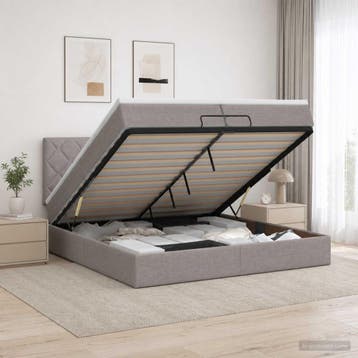 vidaXL Ottoman bed met matras met hoofdeinde Taupe 200 x 200, Verzenden, Nieuw, Tweepersoons