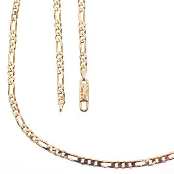 Gouden lange Figaro schakelketting, Ophalen of Verzenden, Gebruikt, Overige kleuren, Goud
