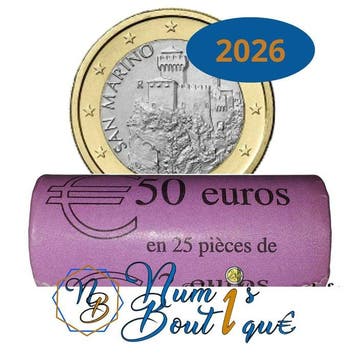 San Marino. 1 Euro 2026 (25 coins) in Roll (Zonder