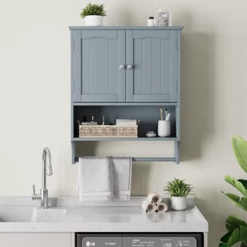 Badkamer Wandkast met Handdoekhouder en 2 Deuren, Huis en Inrichting, Verzenden, Nieuw