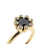 Gouden Bron Jewelry Sprite ring met saffier en diamant;..., Gebruikt, Overige kleuren, Ophalen of Verzenden, Kleiner dan 17