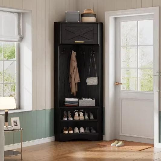Moderne Garderobeset – Houten Halgarderobe 4 Haken 53×53×180, Huis en Inrichting, Kasten | Kledingkasten, Nieuw, Verzenden