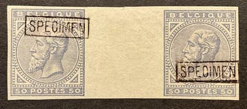 België 1883 - Leopold II Uitgifte 1883 - 50c Violet ONGETAND, Gestempeld