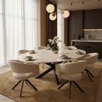 Crema Marfil Eetkamertafel  Marmer  220x90, Huis en Inrichting, Tafels | Eettafels, Nieuw