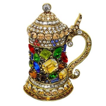 Heidi Daus - Swarovski kristallen, messing - Broche -, Antiek en Kunst