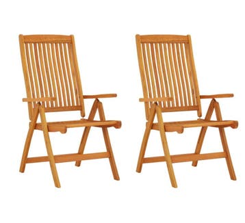2 Eucalyptushouten Tuinstoelen – Opvouwbaar en Verstelbaar, Tuin en Terras, Tuinstoelen, Verzenden, Nieuw, Hout