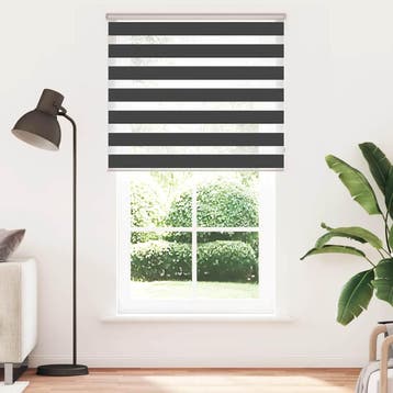 vidaXL Zebra rolgordijn 130x200 cm stofbreedte 125,9 cm, Verzenden, Nieuw, Zwart