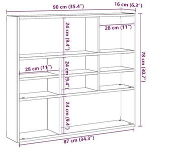 Rustieke Houten Wandplank met 9 Vakken – 90×16×78 cm, Huis en Inrichting, Kasten | Boekenkasten, Verzenden, Nieuw