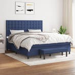 vidaXL Boxspring met matras stof blauw 180x200 cm, Eenpersoons, Nieuw, 80 cm, 200 cm