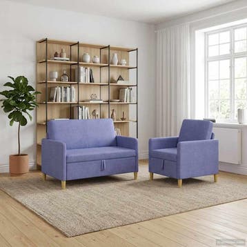 vidaXL Bankenset met opbergruimte 2 st Jeans Blauw Polyester, Verzenden, Nieuw, Kunststof, Minder dan 150 cm