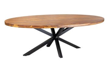 Eettafel GALAXIE 240cm ovaal sheesham hout bruin steen, Ophalen of Verzenden, Nieuw