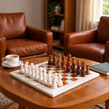 Bordspel - Marble Chess Set – 12” Handcrafted - Marmer