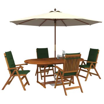vidaXL 5-delige tuin eetset Naturel Massief Acaciahout, Tuin en Terras, Verzenden, Nieuw