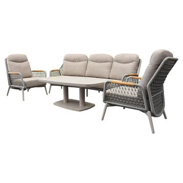Monza stoel bank dining loungeset 4 delig verstelbaar latte, Ophalen of Verzenden, Nieuw