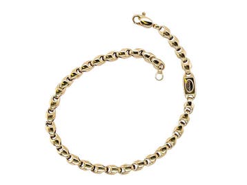 Monzario - 14 K Gouden Schakel Armband - 20 cm / 4 mm, Sieraden, Tassen en Uiterlijk, Ophalen, Zo goed als nieuw, Goud, Goud