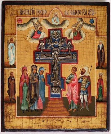Icoon - Russisch-orthodoxe ikone «The Crucifixion of Our, Antiek en Kunst