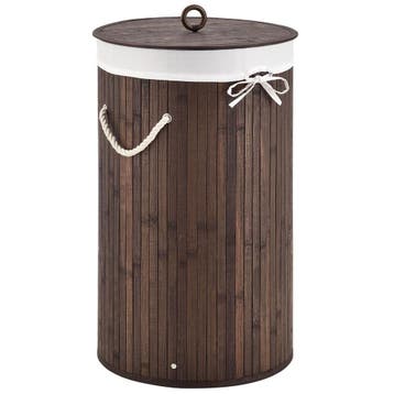 Bamboe Wasmand Curly - 55 Liter - Bruin - Incl. Waszak & Dek, Verzenden, Nieuw