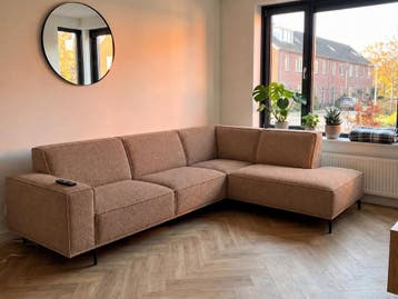 Hoekbank Huizen - hoekbanken - Bruin, Nieuw, 150 cm of meer, Stof, 250 tot 300 cm