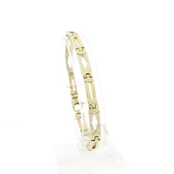Bicolor gouden schakelarmband met wiebertjes, Sieraden, Tassen en Uiterlijk, Ophalen of Verzenden, Gebruikt, Goud, Goud