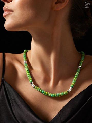 Turkoois Ketting - 925 Sterlingzilver Accenten - Handgemaakt