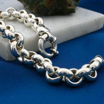 Zilveren jasseronschakel armband | 20,5 cm (Schakelarmband), Ophalen of Verzenden, Gebruikt, Zilver, Zilver