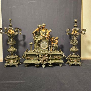 Figurale pendule (3) Renaissance Legering - 1880-1900 -