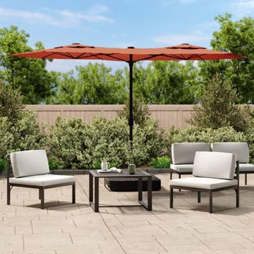 vidaXL Parasol dubbel dak met LEDs 316x145 cm, Verzenden, Nieuw, 3 tot 4 meter