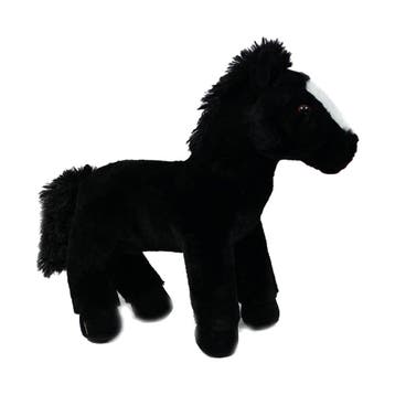 Winston paard knuffel - pluche - zwart - 30 cm, Verzenden, Nieuw