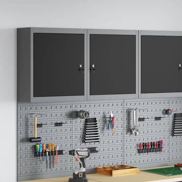 vidaXL Gereedschapskast met plank Zwart en Grijs 50 x 20 x, Doe-het-zelf en Verbouw, Verzenden, Nieuw