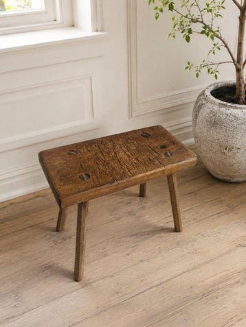 Kruk - Eik - Oude handgemaakte eikenhouten kruk