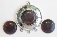 3 Plaksteen glas rond cate-eye Donker Amethist 18 mm (exc..., Ophalen of Verzenden, Nieuw, Overige typen