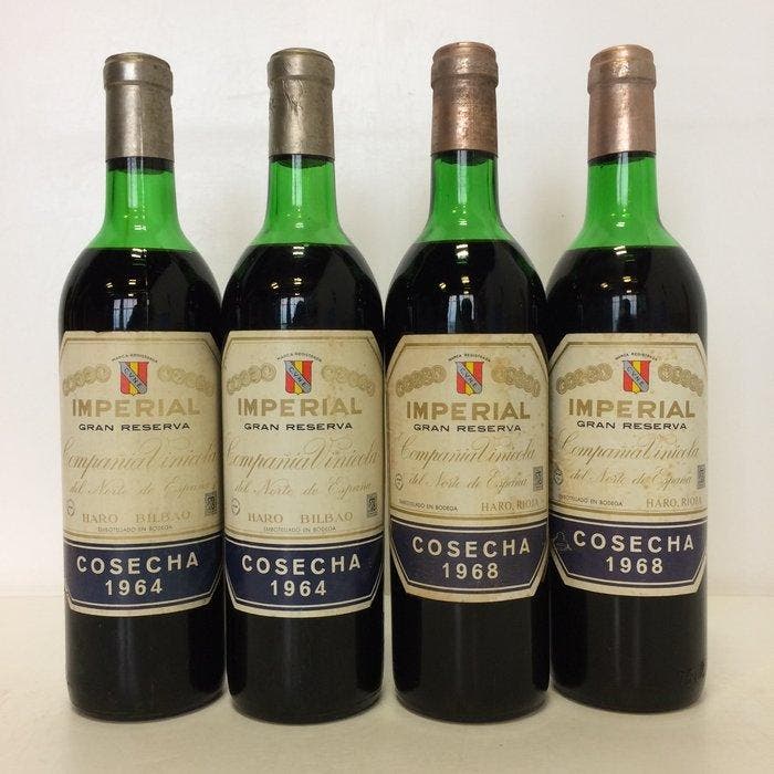 1964 & 1968 C.V.N.E. Imperial - Rioja Gran Reserva - 4, Verzamelen, Wijnen