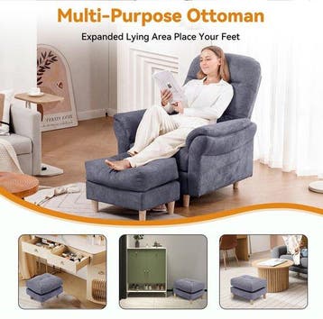 Fauteuil met armleuning - Relaxfauteuil - Relaxstoel - Grijs, Verzenden, Zo goed als nieuw