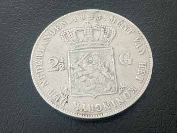 Nederland. Willem II. 2 1/2 Gulden 1845 (Zonder