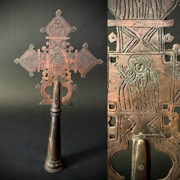Kruis - Koper, Groot -oud - koptisch - - 1920-1930,, Antiek en Kunst
